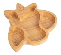 Tiny Dining 1x Beige Enfants Licorne Assiette à Dîner en Bambou avec Ventouse Solide - Idéal pour Bébé Tout-Petit Sevrage - Respectueux de la Nature Assiettes Alimentaires