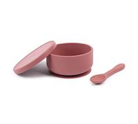 Tiny Dining bol pour bébé avec ventouse et cuillère - Rose poussiéreuse - Bol de sevrage en silicone antidérapant pour tout-Tiny Dinings, ensemble d'alimentation en silicone