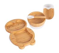Tiny Dining Ensemble d'alimentation pour bébé d'aspiration en bambou à pingouin - blanc - 4pc