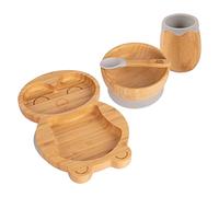 Tiny Dining Ensemble d'alimentation pour bébé d'aspiration en bambou à pingouin - Gray - 4pc