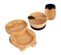 Tiny Dining Ensemble d'alimentation pour bébé d'aspiration en bambou à pingouin - noir - 4pc