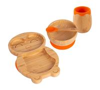 Tiny Dining Ensemble d'alimentation pour bébé d'aspiration en bambou à pingouin - Orange - 4pc