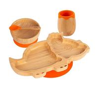 Tiny Dining Ensemble d'alimentation pour bébé d'aspiration en bambou dinosaure - Orange - 4pc