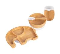 Tiny Dining Ensemble d'alimentation pour bébé d'aspiration en bambou éléphant - blanc - 4pc