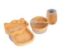 Tiny Dining Llama Bamboo Aspiration Baby Feeding Set - Gray - 4pc