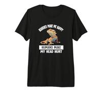 Tiny Dinosaur Humans Hurt Head Happy Bearded Dragon Lover T-Shirt Haut de Gamme