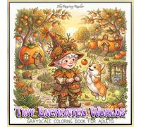 Tiny Enchanted Worlds Grayscale Coloring Book for Adults: Featuring Whimsical Gnomes, Forest Spirits, Magical Creatures, Cozy Miniature Villages, and ... Nature Scenes for Relaxation and Creativity