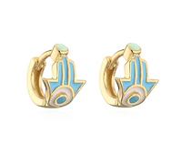 Tiny Evil Eye Small Hoop Oreing Bringle Protection Hamsa Hand of Fatima Mini Small Cuff Cartilage Boucles d'oreilles pour les femmes Hypoallernic Piercing Huggie Sleeper Hoops 8 mm