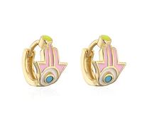 Tiny Evil Eye Small Hoop Oreing Bringle Protection Hamsa Hand of Fatima Mini Small Cuff Cartilage Boucles d'oreilles pour les femmes Hypoallernic Piercing Huggie Sleeper Hoops 8 mm