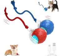 Tiny Fetch Dog Toy, Interactive Dog Ball, 2025 New Lifted Living Interactive Dog Cat Toys Rolling Balls, 360° Smart Automatic Rolling Pet Ball, Moving Toy For Dogs & Cat,Tough Chew Proof (Red+Blue)