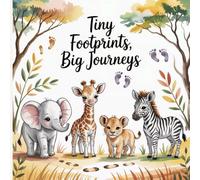 Tiny Footprints Big Journeys: Keepsake Memory Book with Gift Log, Guest Messages & Wishes for Baby - Cute Watercolor Safari Theme