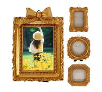Tiny Frames - Lot de 4 décorations murales irrégulières antiques | Petits supports photo en résine pour table, maison, lieu de travail, musée, galerie, étagère, manteau de cheminée, entrée, décoration