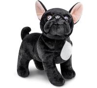 Tiny Heart Peluche Bulldog français 26cm/10 Jouet en Peluche de Bulldog français réaliste Bel Animal Cadeaux Mignons et Doux pour Enfants garçons et Filles Éducatif interactif Confortable Chien Blanc