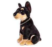 Tiny Heart Peluche Doberman Pinscher 18cm/7" Jouet en Peluche de Doberman réaliste Bel Animal Cadeaux Mignons et Doux pour Enfants garçons et Filles Éducatif interactif Confortable Chien Noir