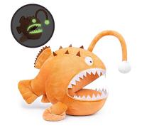 Tiny Heart Seeteufel Peluche réaliste en forme de poisson de pêche - 36 cm - Joli animal mignon et doux - Cadeau pour enfants, garçons et filles - Jouet phosphorescent dans le noir - Marron