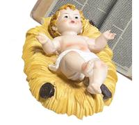 Tiny Jésus Jésus Ornement - Scène de crèche miniature pour décoration de Noël | Collectionnez l'enfant saint dans la crèche pour bureau, table à thé, rebord de fenêtre | Cadeau de fête chrétien pour