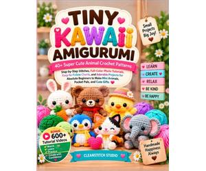TINY KAWAII AMIGURUMI: 40+ Super Cute Animal Crochet Patterns Step-by-Step Stitches, Full-Color Photo Tutorials, Easy-to-Follow Charts, and Adorable ... Mini Animals, Pocket Pals, and Cute Gifts
