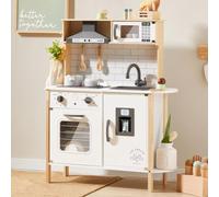 Tiny Land Cuisine Enfant avec 18 Accessoires pour Aliments et ustensiles de Cuisine Jouet Ensemble de Jeu en Bois pour Les Tout-Petits