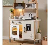 Tiny Land Cuisine Enfant en Bois avec 18 Accessoires pour Aliments/Dinette | Cuisine Bebe Equipee Complete Ustensiles de Cuisine Jouet Ensemble de Jeu en Bois pour Les Tout-Petits 3-7 Ans