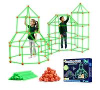 Tiny Land Kit de Construction de Fort pour Enfants - Brillent dans Le Noir 130 PCS Jouet Fort créatif pour 5+ Ans - Jouets de Construction STEM Châteaux de DIY Tente de Jeu Tour de fusée