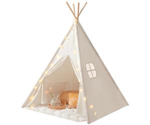 Tiny Land Tipi Enfant Intérieur avec Tapis & Guirlande Lumineuse