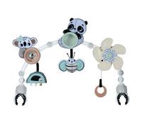 Tiny Love Arche de Promenade ensoleillée, Arche d’éveil réglable pour bébé, Ventilateur activé par bébé, Miroir Facile à Tirer, Balle à hochet, Prisme Solaire Transparent, Black & White Décor