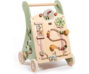 Tiny Love Chariot de Marche en Bois, 2-en-1 trotteur d'activités pour bébé, 12 activités interactives, Motricité, Développement cognitif, Design naturel confortable, Dès 18 mois, Boho Chic