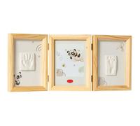 Tiny Love Double Frame Photo, Cadre Personnalisé, Empreinte Main Pied Bebe, Kit Cadre Bebe Argile, Kit Empreinte, Testé Dermatologiquement, Cadeau Naissance, Kit Tout-en-un, Tiny Creations, Bois