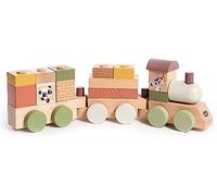 Tiny Love Train jouet en bois, Trieur de formes en bois avec 3 wagons et 14 blocs de jeu empilables, Dès 18 mois, Boho Chic
