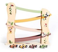 Tiny Love Rampe de Voiture en Bois, circuit voiture enfant en bois avec 4 voitures de course qui glissent facilement, Motricité fine, Développement cognitif, Design naturel, Dès 18 mois, Boho Chic