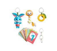 TINY LOVE Set cadeau : un jouet, 12 cartes étapes, hochet, Tournesol tactile, 4 clips pour fixation, Dans la prairie