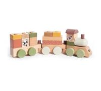 Tiny Love Petit Train en Bois Bebe, Train jouet en bois, Trieur de formes en bois avec 3 wagons et 14 blocs de jeu empilables, Créativité, Motricité, Design Naturel, Dès 18 mois, Boho Chic