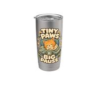 Tiny Paws Big Pause chat sieste détente Gobelet isotherme en acier inoxydable double paroi