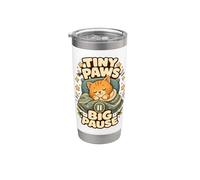 Tiny Paws Big Pause chat sieste détente Gobelet isotherme en acier inoxydable double paroi