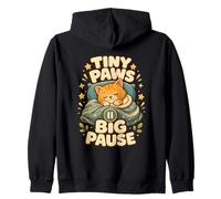 Tiny Paws Big Pause Chat Sieste détente Sweat à Capuche
