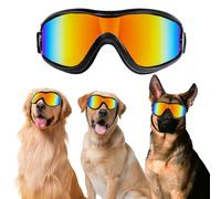 Tiny Pet Lunettes de soleil pour chiens de taille moyenne et grande - Lunettes de protection UV coupe-vent anti-buée avec monture noire et verres rouges, verres en polycarbonate et monture en PVC