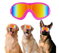 Tiny Pet Lunettes de soleil pour chiens de taille moyenne et grande - Lunettes de protection UV coupe-vent anti-buée avec monture rose et verres rouges, verres en polycarbonate et monture en PVC