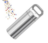 Tiny Pill Case - Stainless Steel Pill Bottle Keychain | Single Chamber Travel Ṕill Box, Small P̀ill Holder Container for Purse, Pocket, Backpack, Travel, Everyday Carry, Medicine Storage