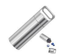 Tiny Pill Case - Stainless Steel Pill Bottle Keychain | Single Chamber Travel Ṕill Box, Small P̀ill Holder Container for Purse, Pocket, Backpack, Travel, Everyday Carry, Medicine Storage