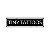 TINY TATTOOS Plaque de rue vintage en métal pour bar, café, garage, cave, maison, salle de bain, ferme, jardin, porche, terrasse, 40,6 x 10,2 cm