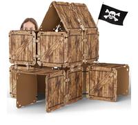 Tiny Thinkers Jeu de Construction de Fort XXL - Carton - Robuste et écologique - Kit de Construction pour Enfants - Jeu de Construction de cabane pour Tente, château ou Refuge (63 Pièces)