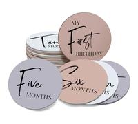 Tiny Trees Disques de marquage mensuel pour bébé - Disques modernes avec accessoires photo réversibles pour annonce de bébé et jalons, cadeau neutre pour nouveau-né garçon et fille