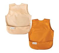 Tiny Twinkle Baby-Lätzchenschürze, wasserdicht, ärmellos, mit Tasche, wiederverschließbar, für Reisen, 2-4 Jahre - 2 Lätzchen, Sand/Orange