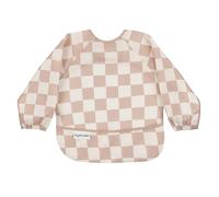 Tiny Twinkle Bavoirs Bébé Anti-Saleté - Tablier Étanche pour Diversification Alimentaire | 100% Polyester Recyclé - Lavable en Machine, Bavoirs à Manches Longues (Écossais Marron, Petit 6-24 mois)