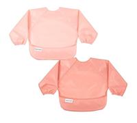 Tiny Twinkle Bavoirs Bébé Anti-Salissures, Lot de 2 - Tablier Étanche pour Diversification Menée par Bébé - Bavoirs à Manches Longues Lavables en Machine (Terre cuite Pêche, Petit 6-24 mois)