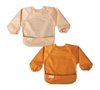Tiny Twinkle Bavoirs Bébé Anti-Salissures, Lot de 2 - Tablier Étanche pour Diversification Menée par Bébé - Bavoirs à Manches Longues Lavables en Machine