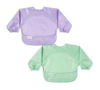 Tiny Twinkle Bavoirs Bébé Anti-Salissures, Lot de 2 - Tablier Étanche pour Diversification Menée par Bébé - Bavoirs à Manches Longues Lavables en Machine (Petite Sirène, Petit 6-24 mois)