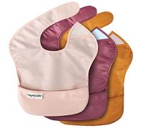 Tiny Twinkle Bavoirs Bébé Anti-Salissures pour les Repas - Tablier Étanche et Essuyable pour Tout-Petit - Pratique pour les Voyages - Sans PFAS, PVC, BPA ni Phtalates - (Lot de 3, Rose, Bordeaux)