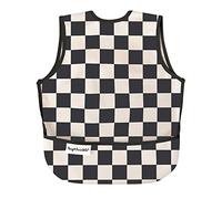 Tiny Twinkle Bavoirs Bébé Anti-Salissures - Tablier Étanche pour Diversification Menée par Bébé - 100% Polyester Recyclé, Bavoirs Tout-Petit Lavables en Machine (Noir à carreaux, Petit 6-24 mois)