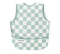 Tiny Twinkle Bavoirs Bébé Anti-Salissures - Tablier Étanche pour Diversification Menée par Bébé - 100% Polyester Recyclé, Bavoirs Tout-Petit Lavables en Machine (Vert à carreaux, Petit 6-24 mois)